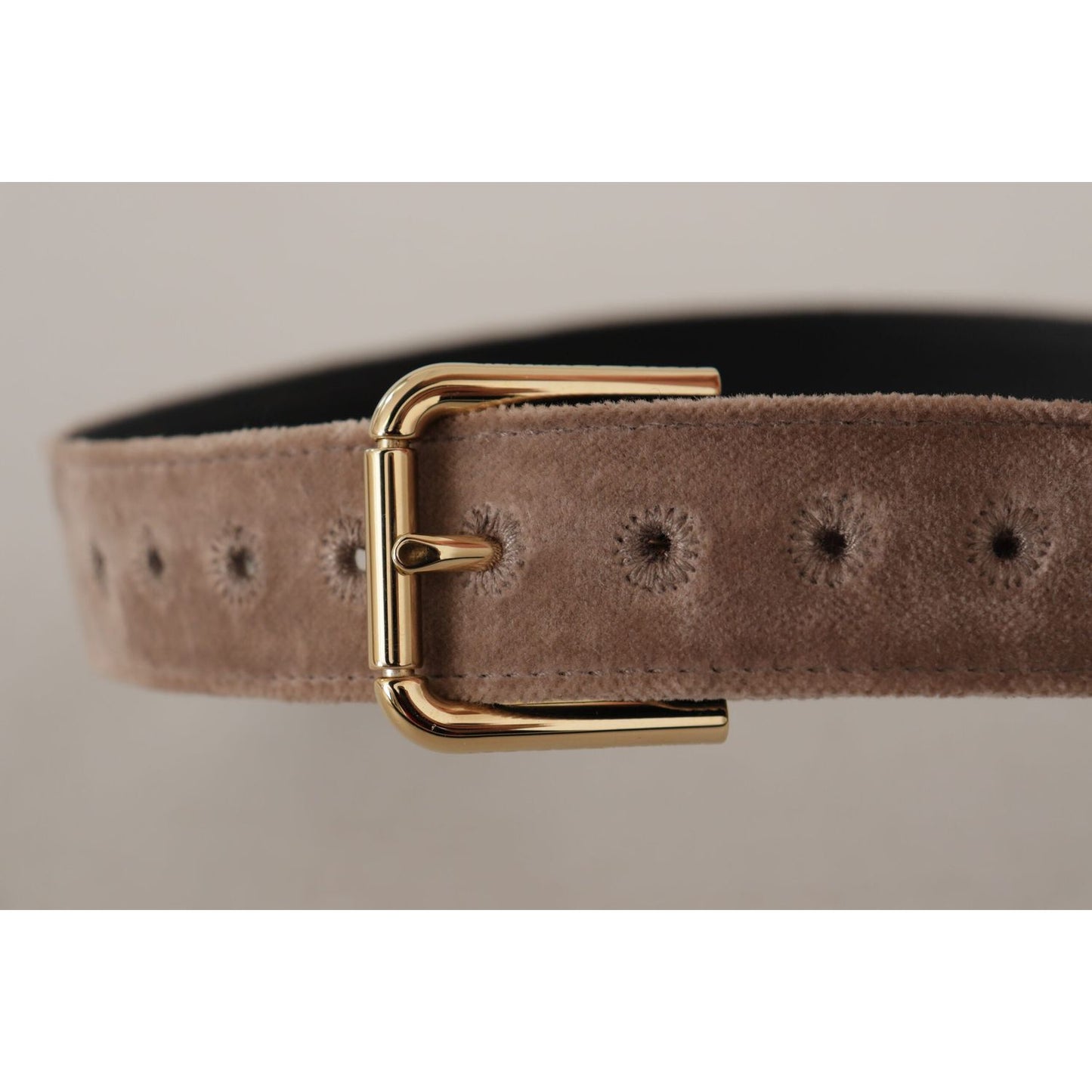 Dolce & Gabbana Elegant Velvet Logo Buckle Belt Dolce & Gabbana Rosy Brown