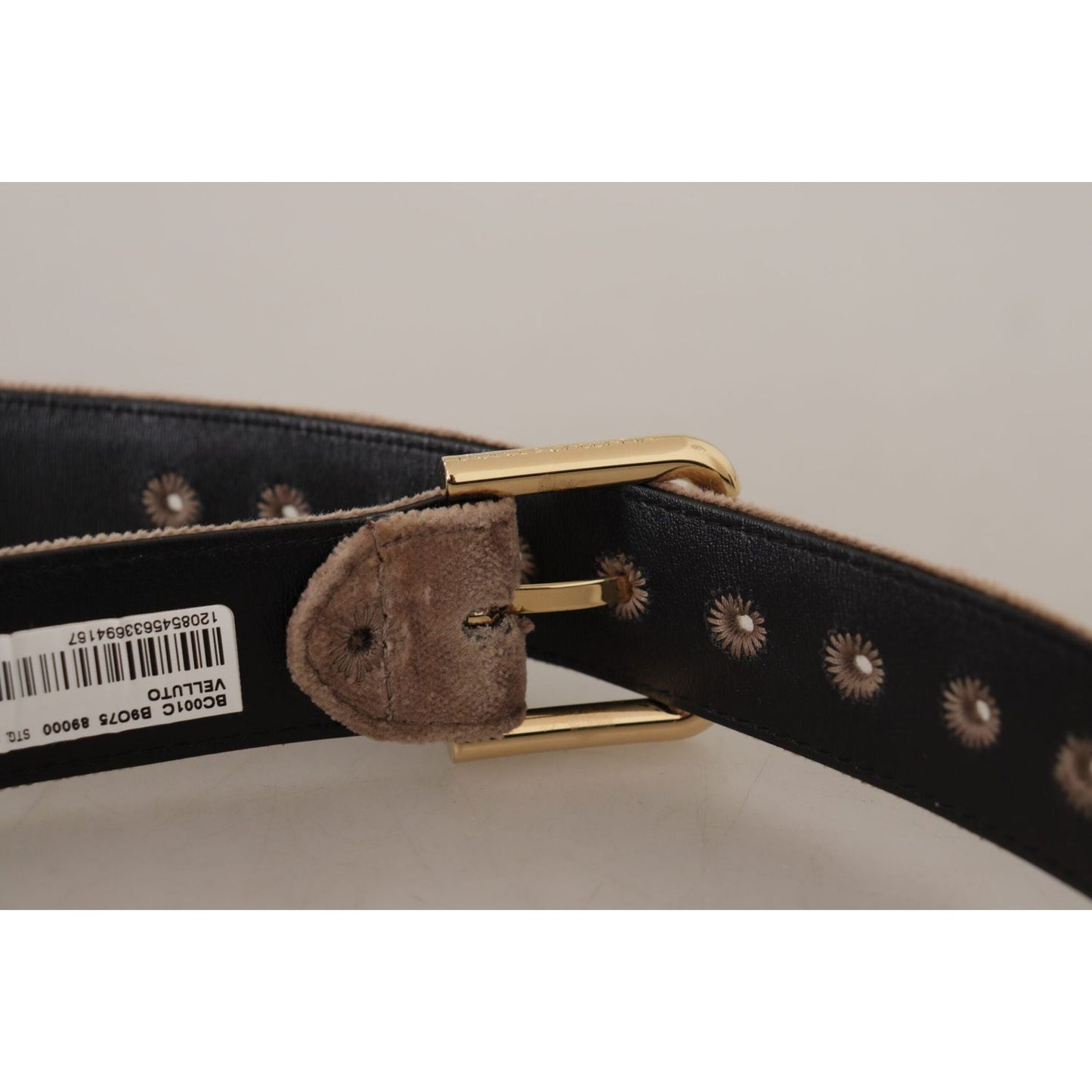 Dolce & Gabbana Elegant Velvet Logo Buckle Belt Dolce & Gabbana Dark Gray