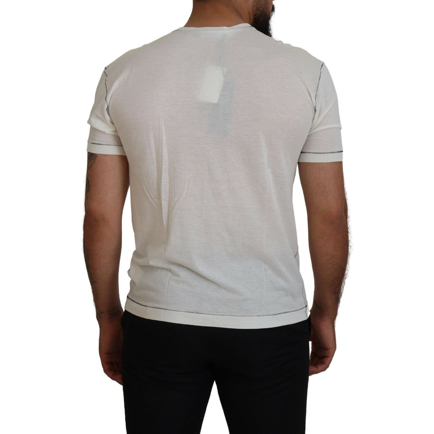 Dolce & Gabbana Elegant White Cotton-Silk Blend Tee Dolce & Gabbana Dark Gray