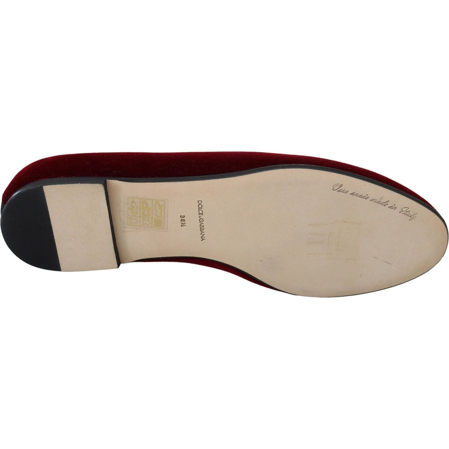 Dolce & Gabbana Bordeaux Velvet Slip-On Loafers Flats Shoes