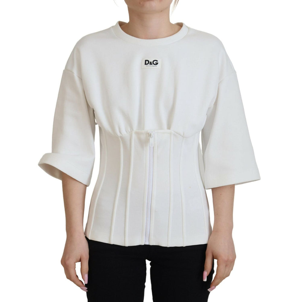 Dolce & Gabbana White Corset Stretch Cotton Top T-shirt TSH90424-44