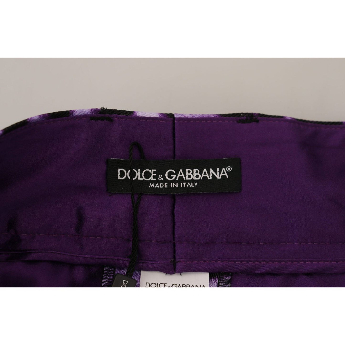 Dolce & Gabbana Purple Leopard Print High Waist Pants