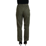 LAUREL Green Cotton High Waist Women Tapered Pants PAN74115-40