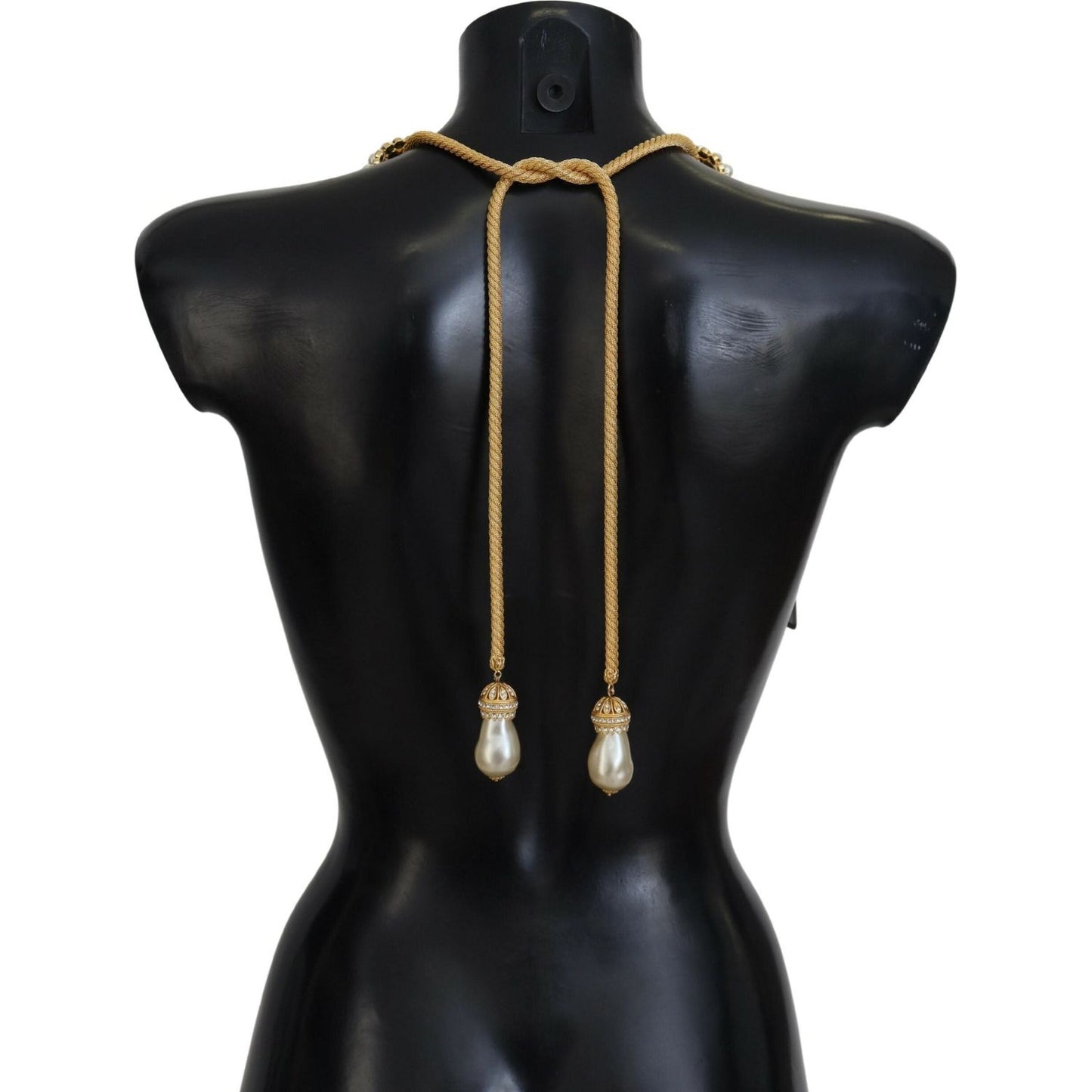 Dolce & Gabbana Gold Brass Sicily Crystal Robe Statement Necklace Necklace
