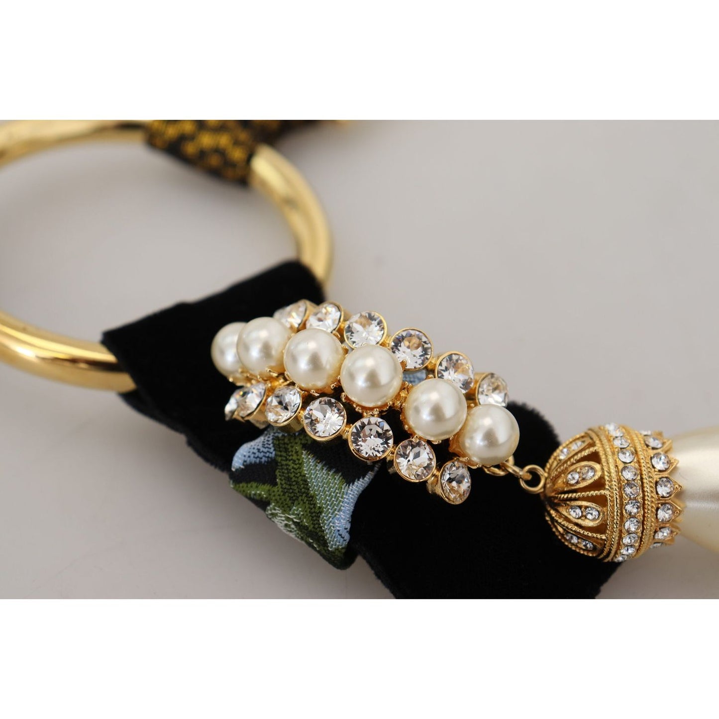 Dolce & Gabbana Gold Brass Sicily Crystal Robe Statement Necklace Necklace