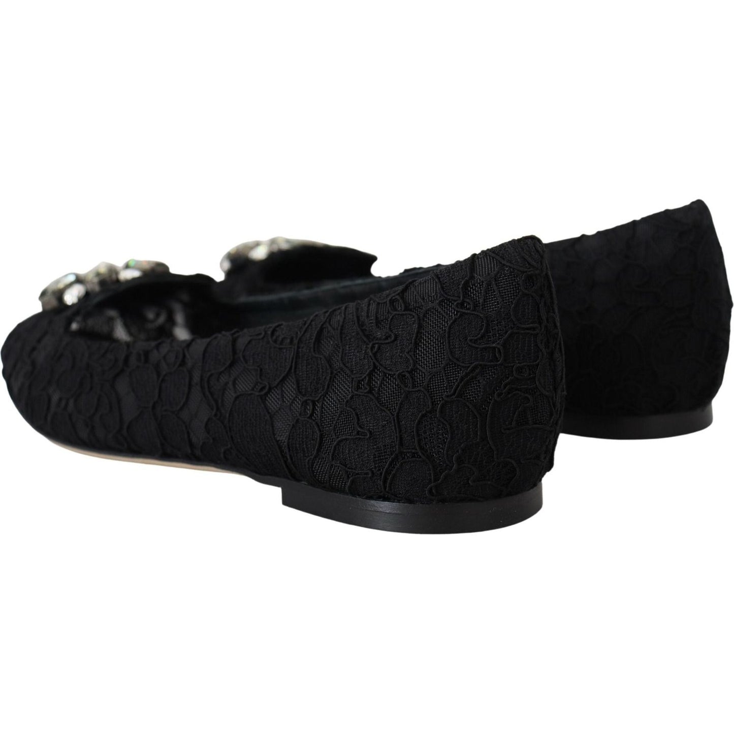 Dolce & Gabbana Elegant Floral Lace Flat Vally Shoes Dolce & Gabbana Black
