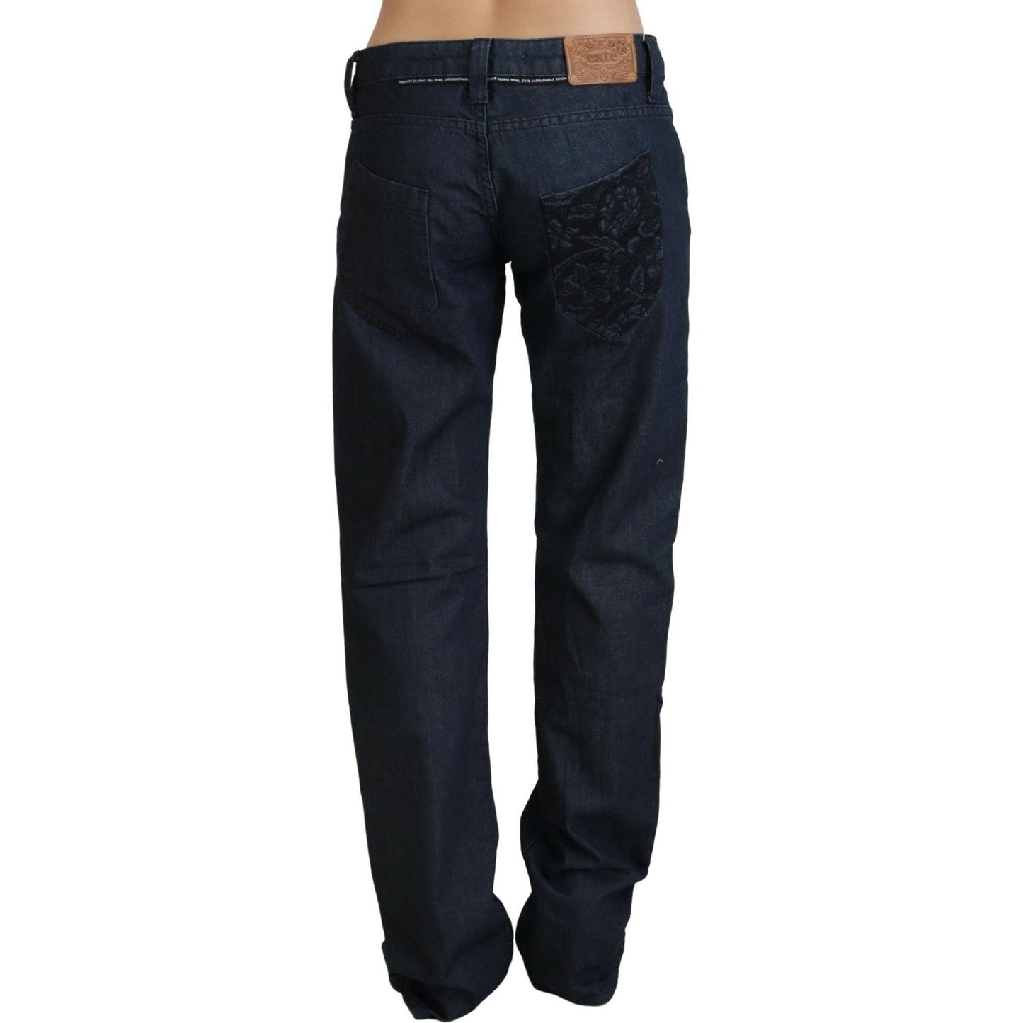 Exte Chic Dark Blue Low Waist Straight Cut Jeans Exte Black