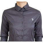 U.S. POLO ASSN. Gray Printed Long Sleeves Collared Top TSH83212 -38