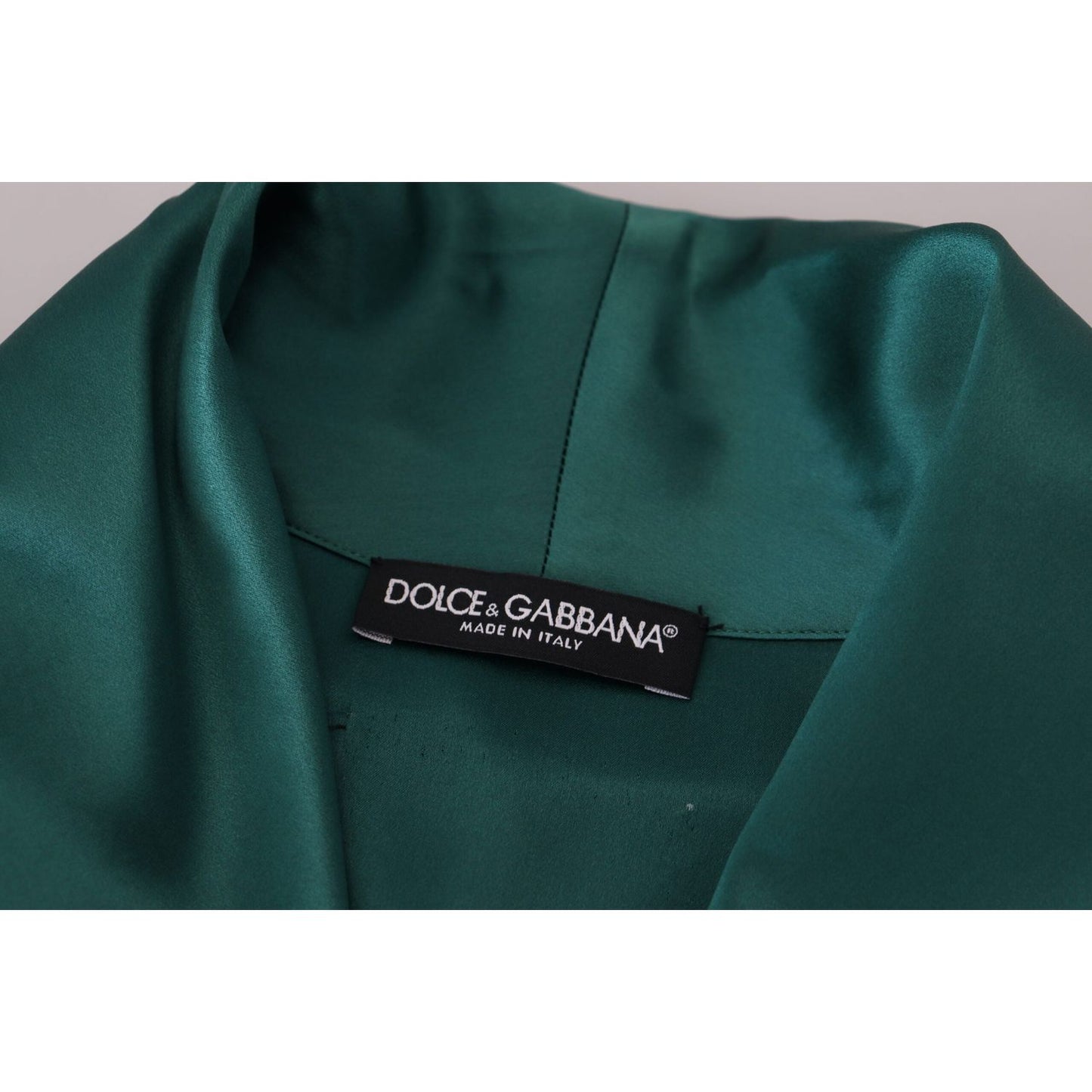 Dolce & Gabbana Green Silk Waist Belt Robe Sleepwear JKT3588-46