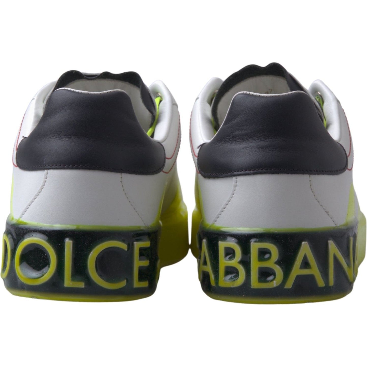 Dolce & Gabbana White Yellow Portofino Leather Sneakers Shoes MV4980- 40.5