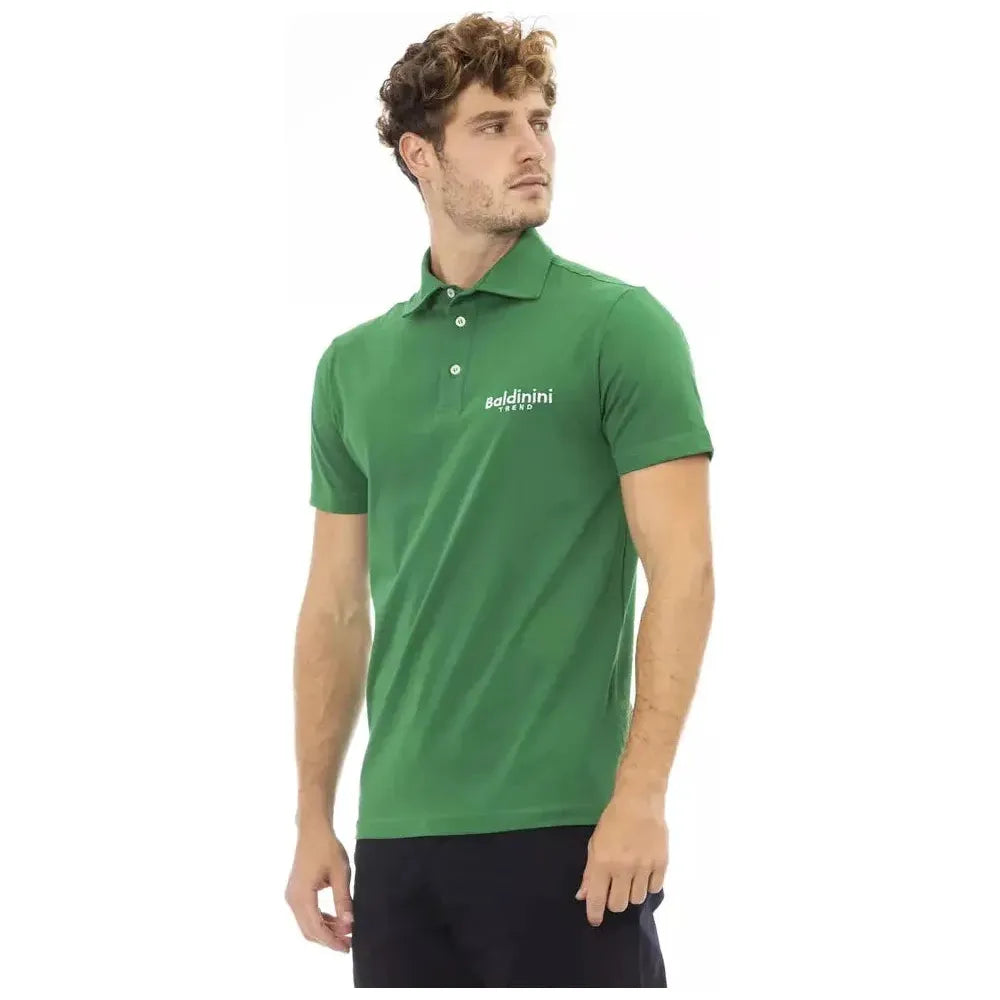 Baldinini Trend Green Cotton Men Polo Baldinini Trend Dim Gray