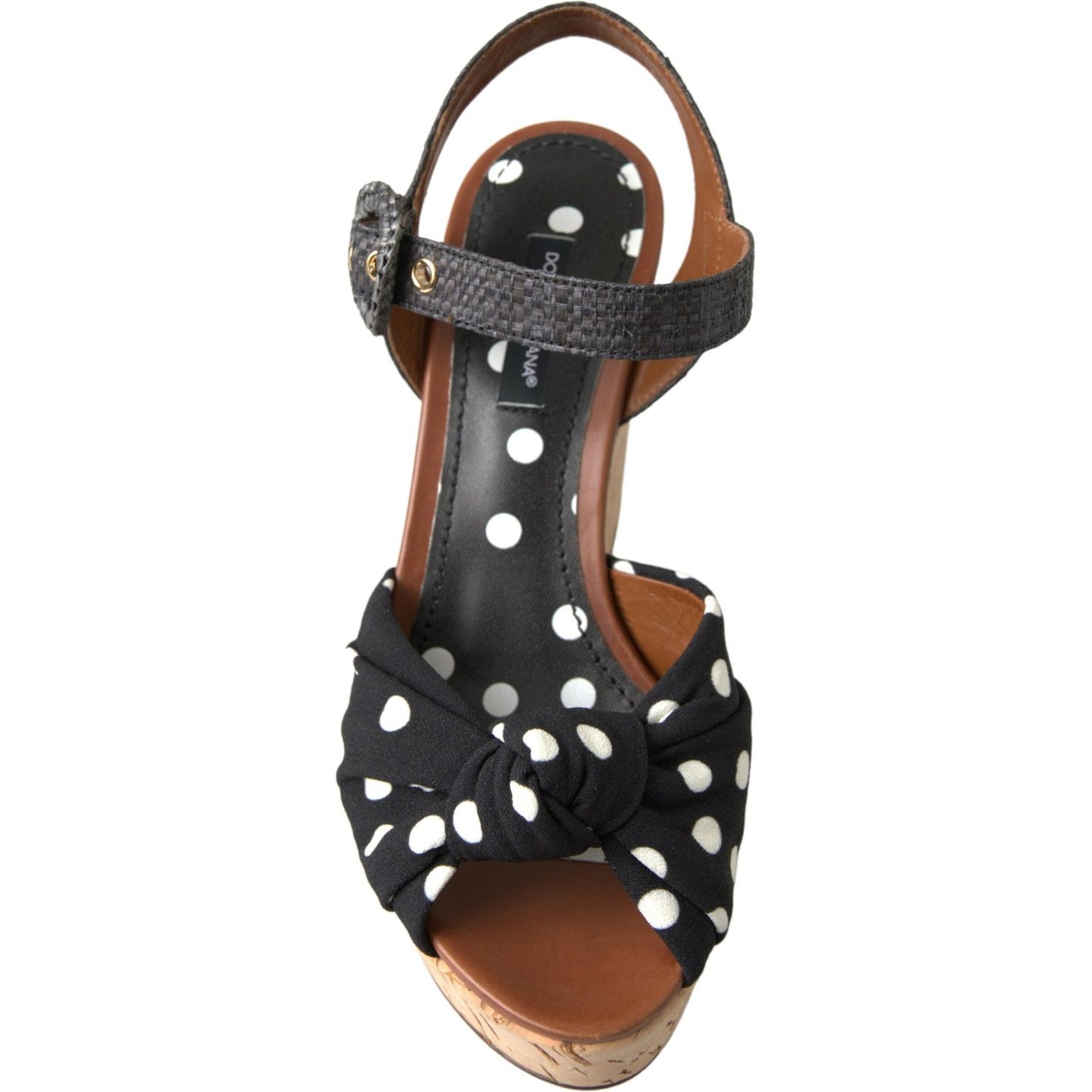 Dolce & Gabbana Chic Polka-Dotted Ankle Strap Wedges Dolce & Gabbana Dark Slate Gray