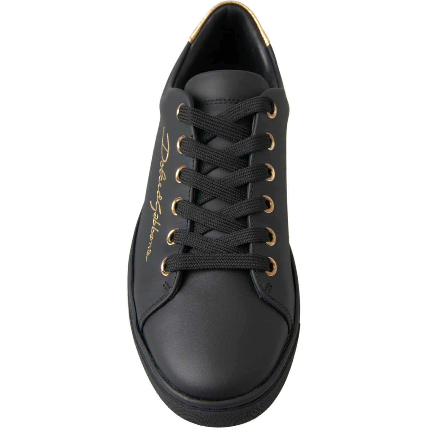 Dolce & Gabbana Black Gold Leather Classic Sneakers Dolce & Gabbana Dark Slate Gray