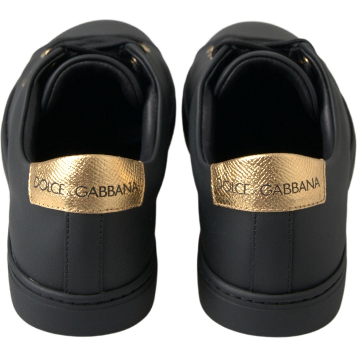 Dolce & Gabbana Black Gold Leather Classic Sneakers Dolce & Gabbana Dark Slate Gray