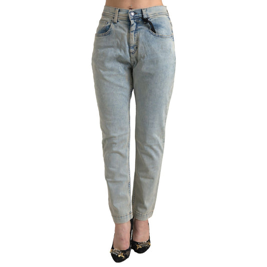 Dolce & Gabbana Blue Washed Cotton Mid Waist Skinny Jeans