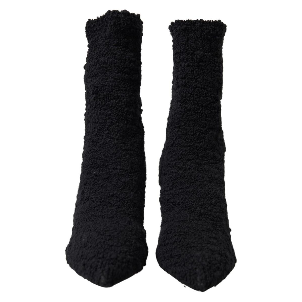 Dolce & Gabbana Elegant Virgin Wool Mid Calf Boots Dolce & Gabbana Black