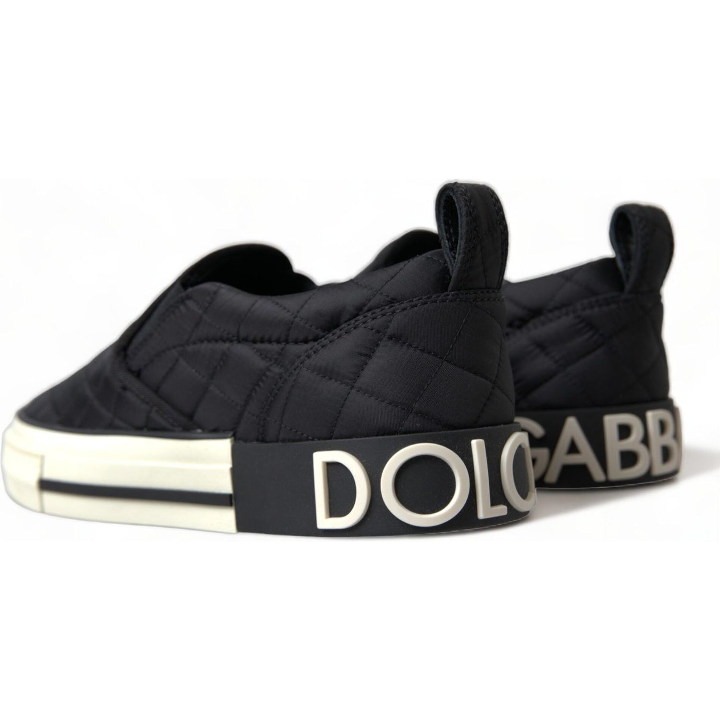 Dolce & Gabbana Elegant Quilted Black Canvas Sneakers Dolce & Gabbana Dark Slate Gray