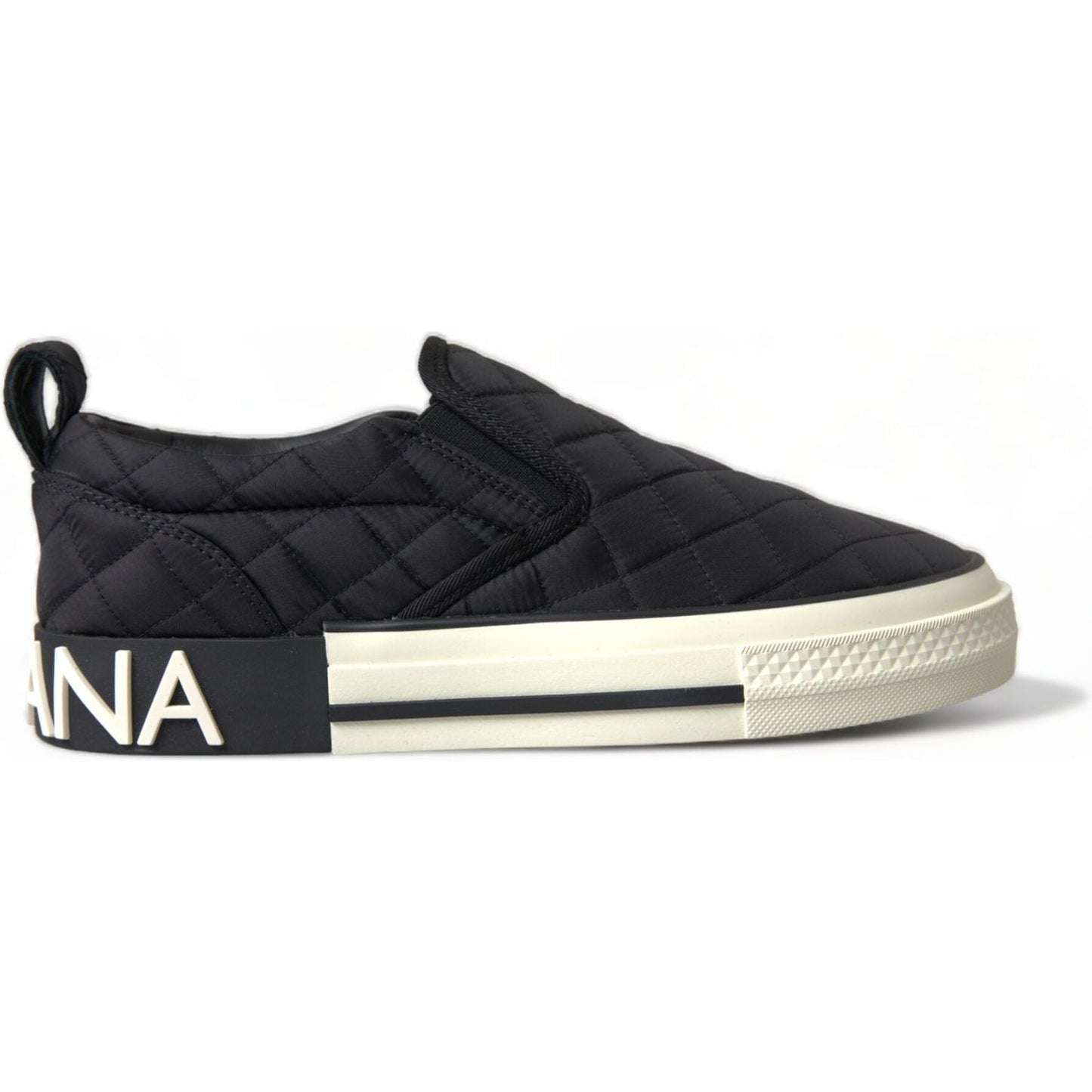 Dolce & Gabbana Elegant Quilted Black Canvas Sneakers Dolce & Gabbana Light Gray