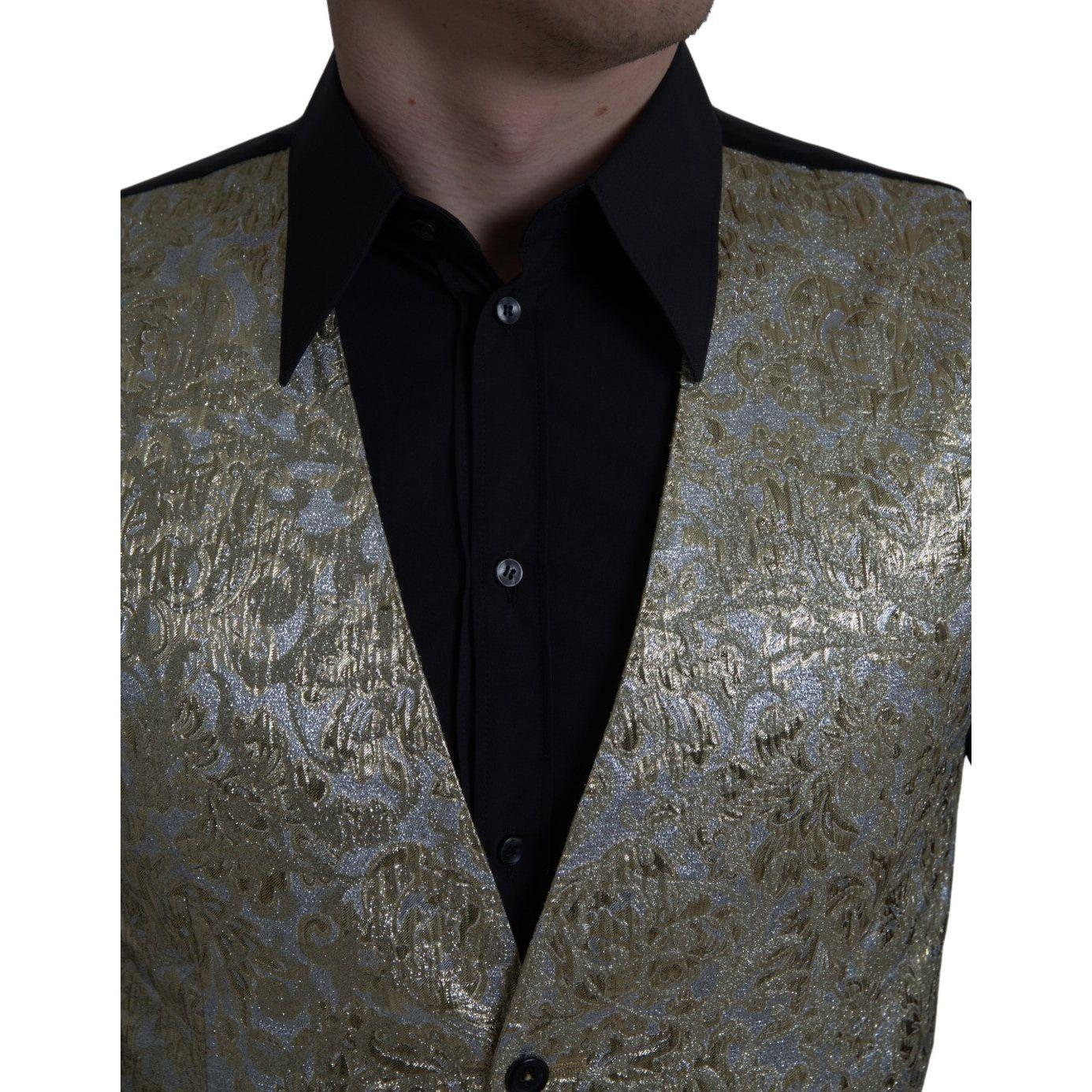 Dolce & Gabbana Elegant Gold Silk Formal Vest Dolce & Gabbana Dark Slate Gray