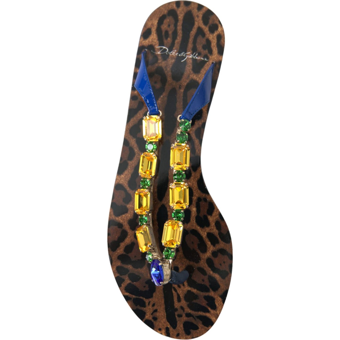 Dolce & Gabbana Elegant Blue Leather Flat Sandals Dolce & Gabbana Dark Slate Gray