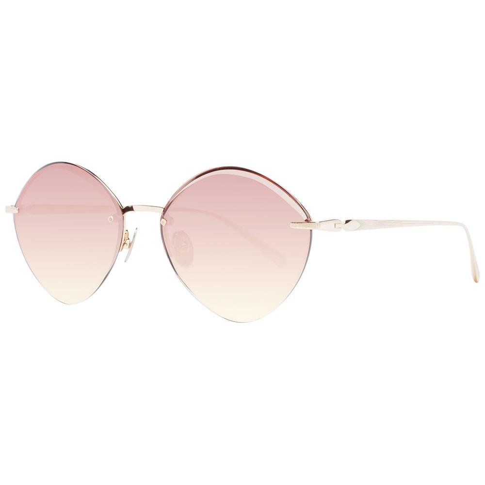 Scotch & Soda Gold Women Sunglasses with oval rimless design, stainless steel frame, 100% UVA & UVB protection, and brown lenses.