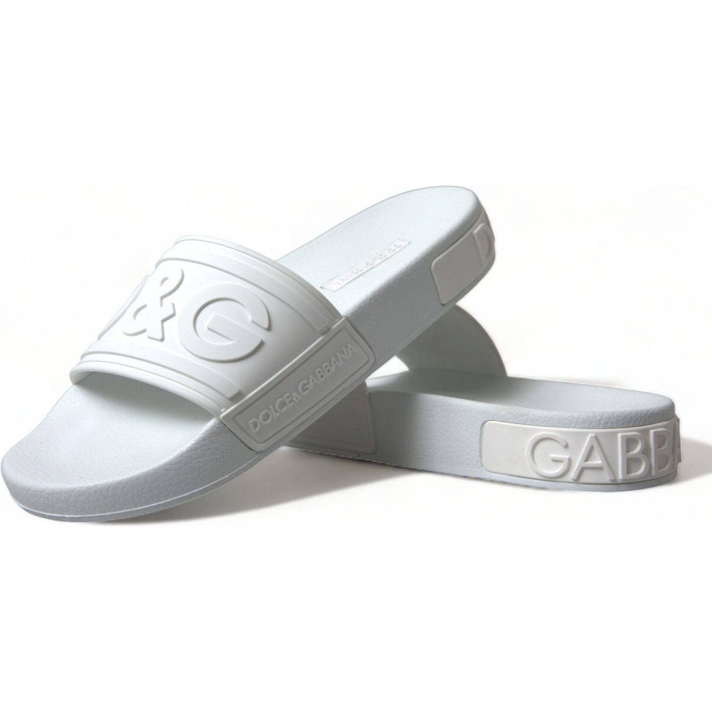 Dolce & Gabbana Elegant White Logo Slides Dolce & Gabbana Light Gray
