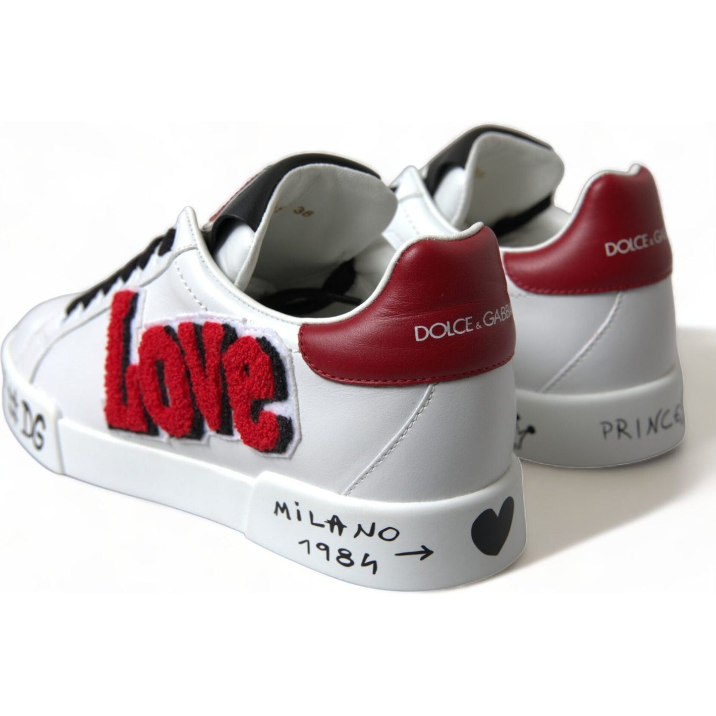Dolce & Gabbana Chic White Portofino Leather Sneakers Dolce & Gabbana Gray