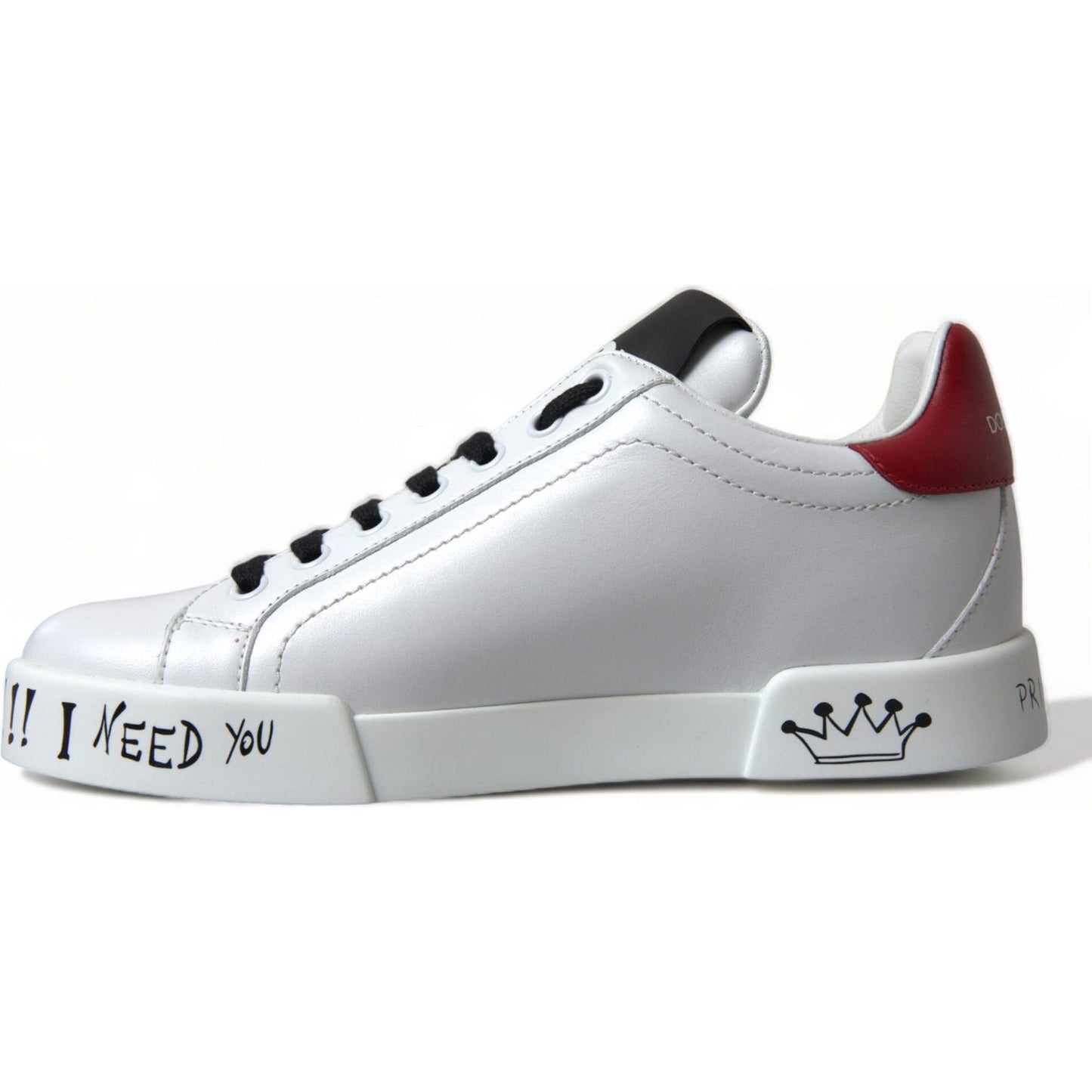 Dolce & Gabbana Chic White Portofino Leather Sneakers Dolce & Gabbana Gray