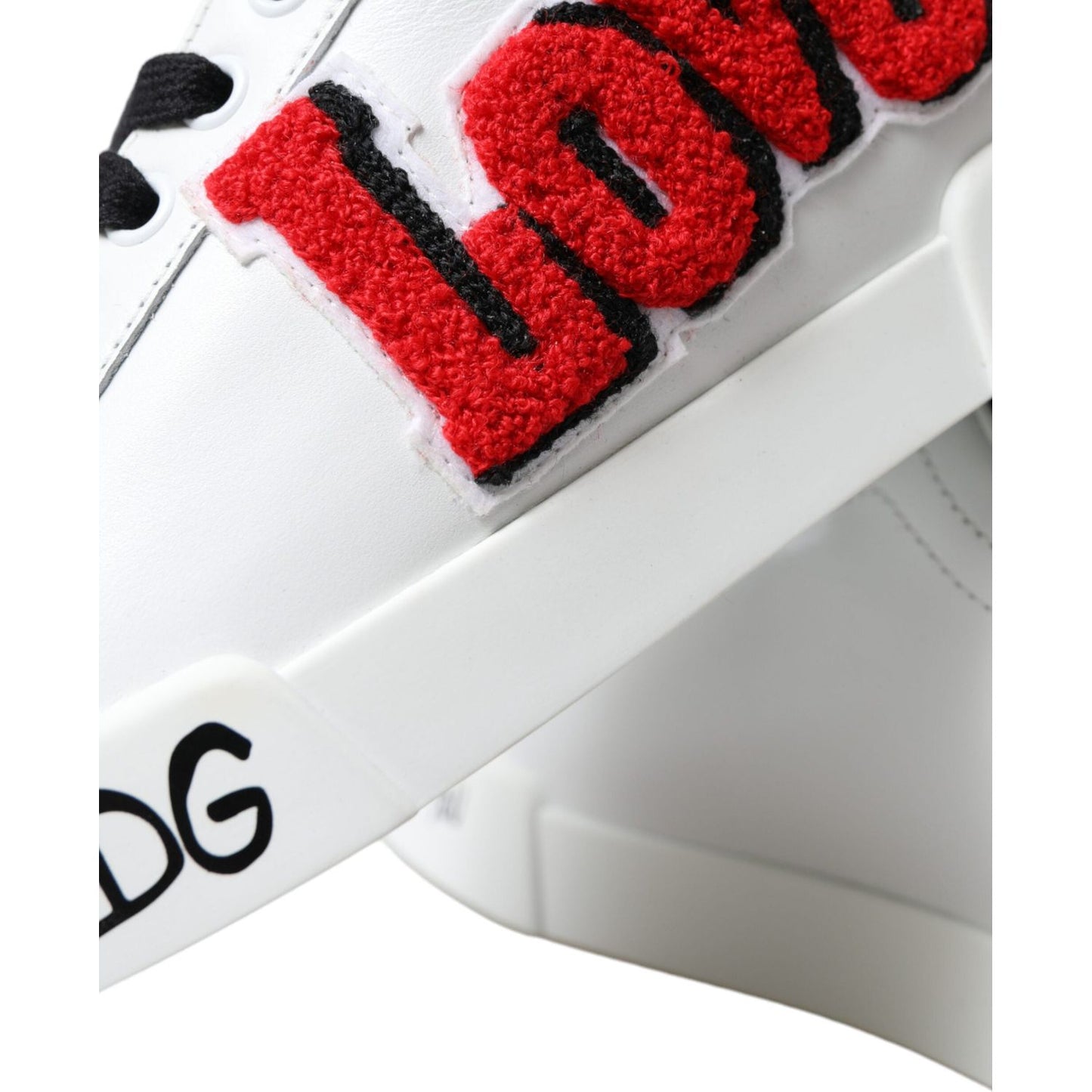 Dolce & Gabbana Chic White Portofino Leather Sneakers Dolce & Gabbana Light Gray
