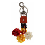 Dolce & Gabbana Red White Raffia Leather Clasp Finder Keyring Keychain