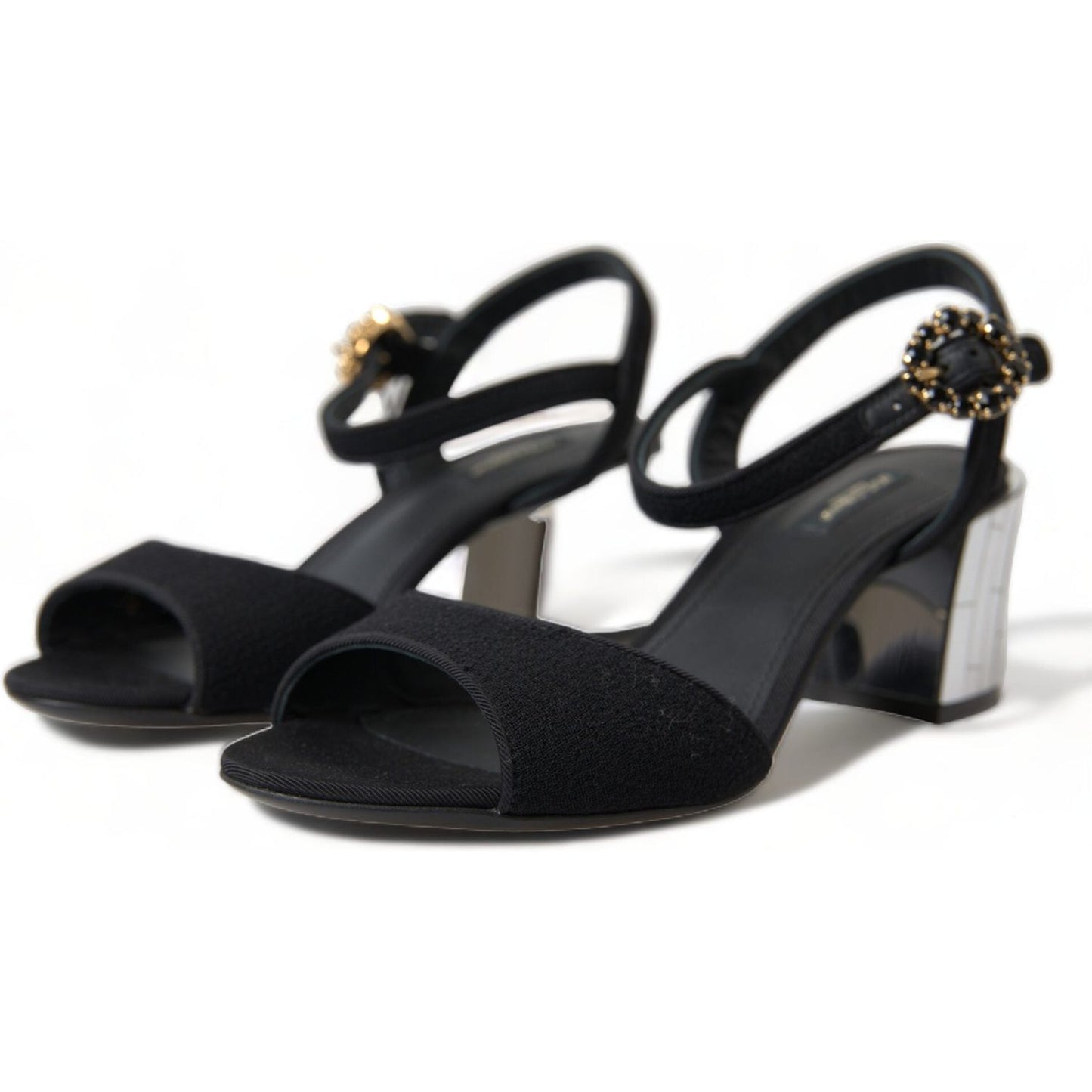 Dolce & Gabbana Elegant Ankle Strap Sandals with Mirror Heels Dolce & Gabbana Dark Slate Gray