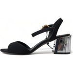 Dolce & Gabbana Black Crystals Ankle Strap Sandals Shoes