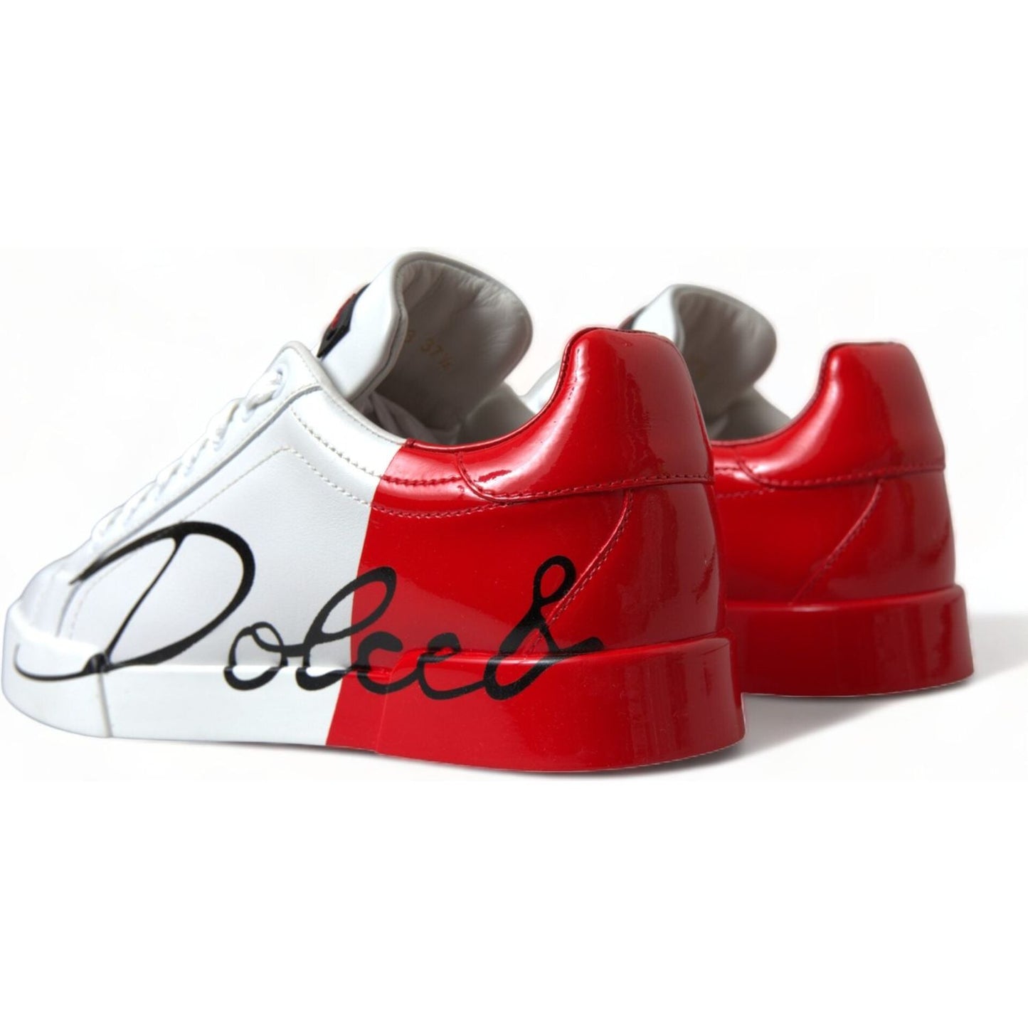 Dolce & Gabbana Elegant White Leather Portofino Sneakers Dolce & Gabbana Lavender