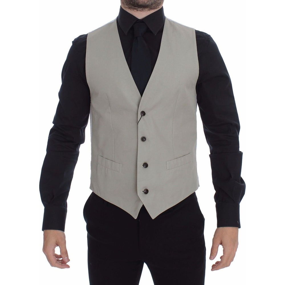 Dolce & Gabbana Beige Silk Blend Dress Formal Vest Gilet GSS15106-1
