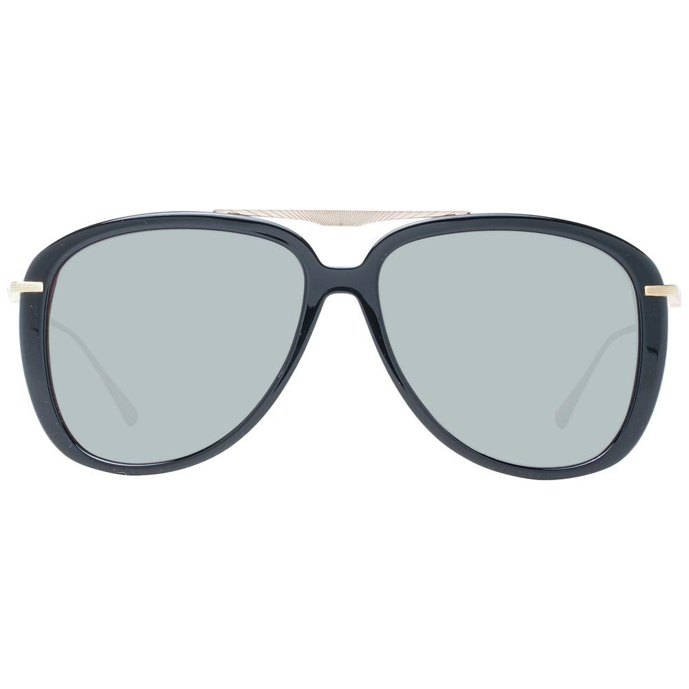 Scotch & Soda black aviator sunglasses for men with full-rim metal and plastic frame, grey lenses, and UVA/UVB protection.