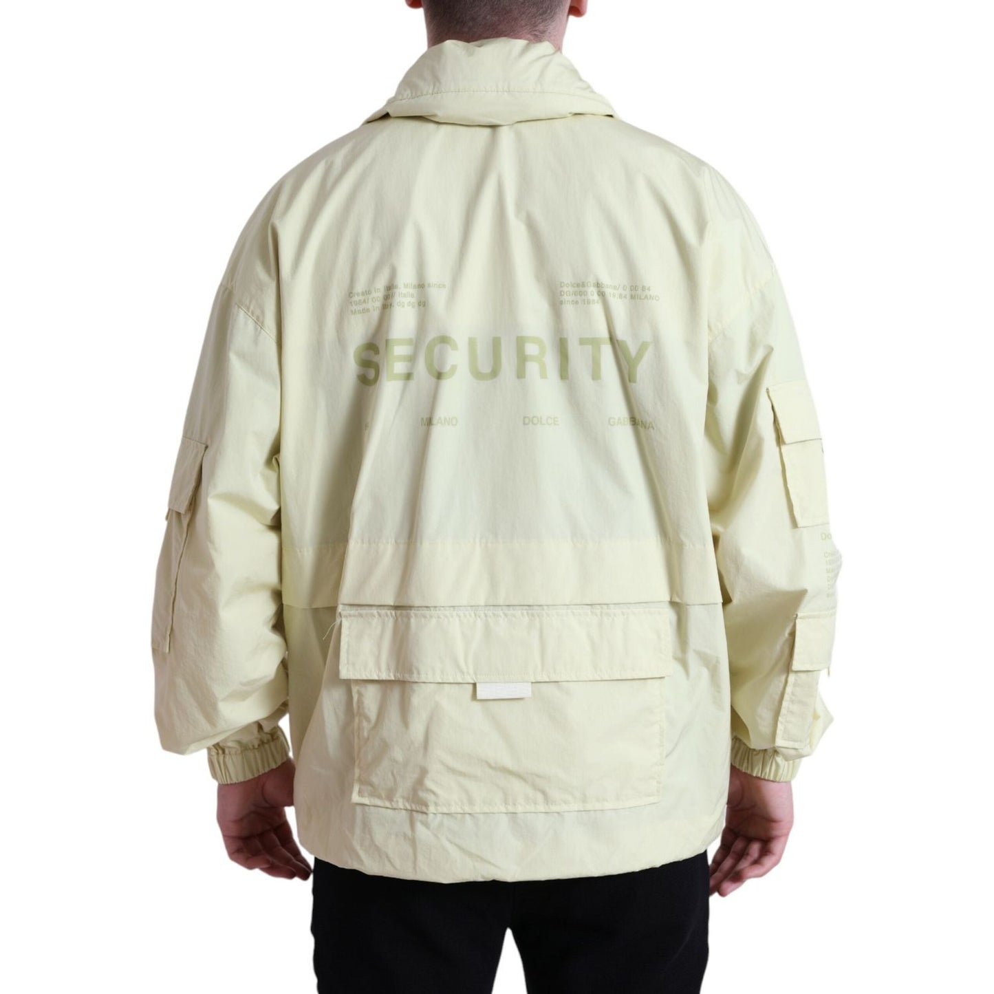 Dolce & Gabbana Elegant Yellow Windbreaker Jacket Dolce & Gabbana Light Gray