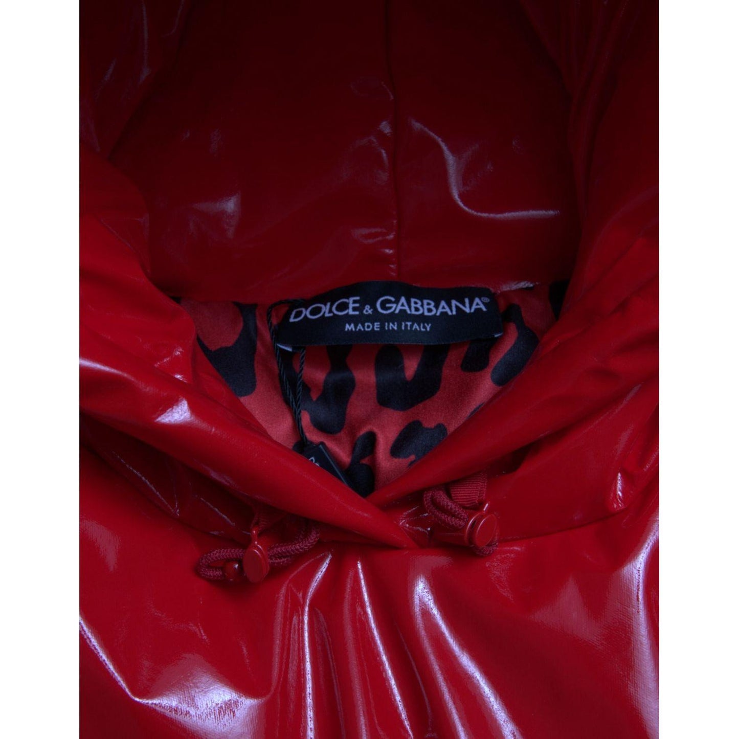 Dolce & Gabbana Shiny Red Hooded Cropped Short Coat Jacket