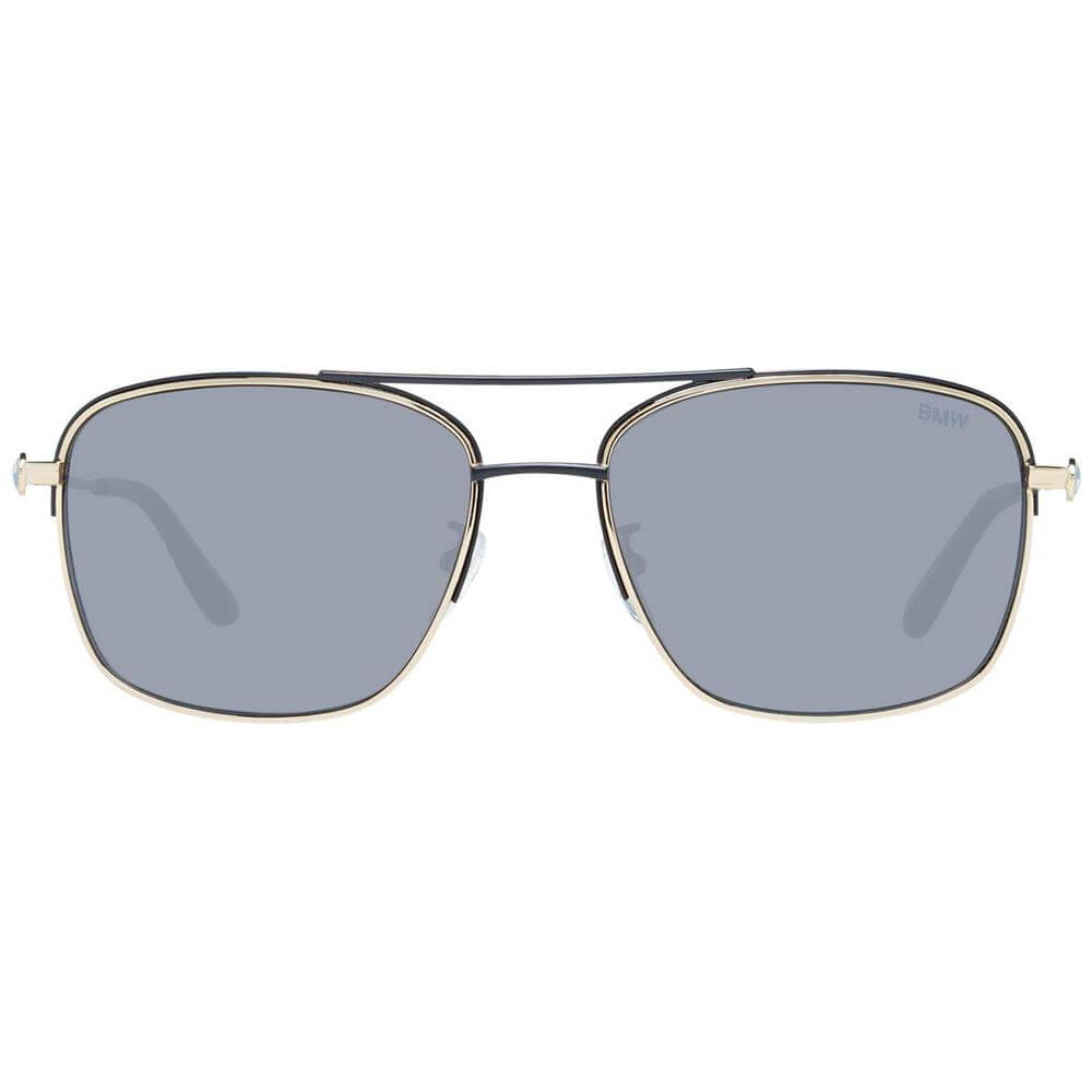 BMW gold aviator sunglasses for men with grey lenses, metal frame, full-rim, 100% UVA & UVB protection.
