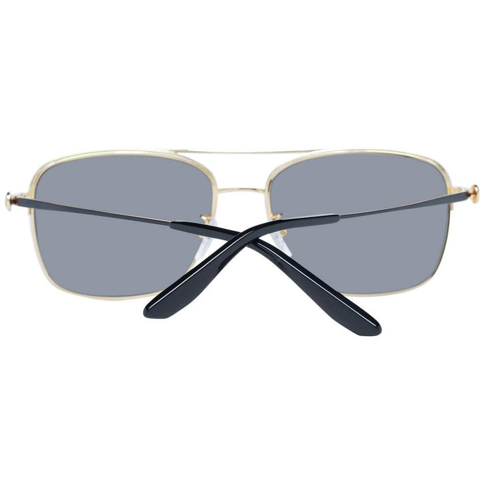 BMW Gold Men Sunglasses with gold metal frame and grey plastic lenses, aviator style, 100% UVA & UVB protection, full-rim design.