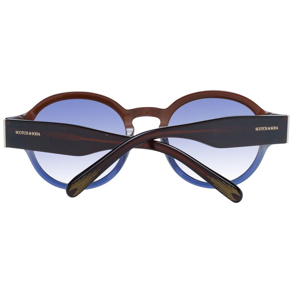 Scotch & Soda brown round sunglasses for men with full-rim acetate frame, multicolor gradient lenses, and UVA/UVB protection.