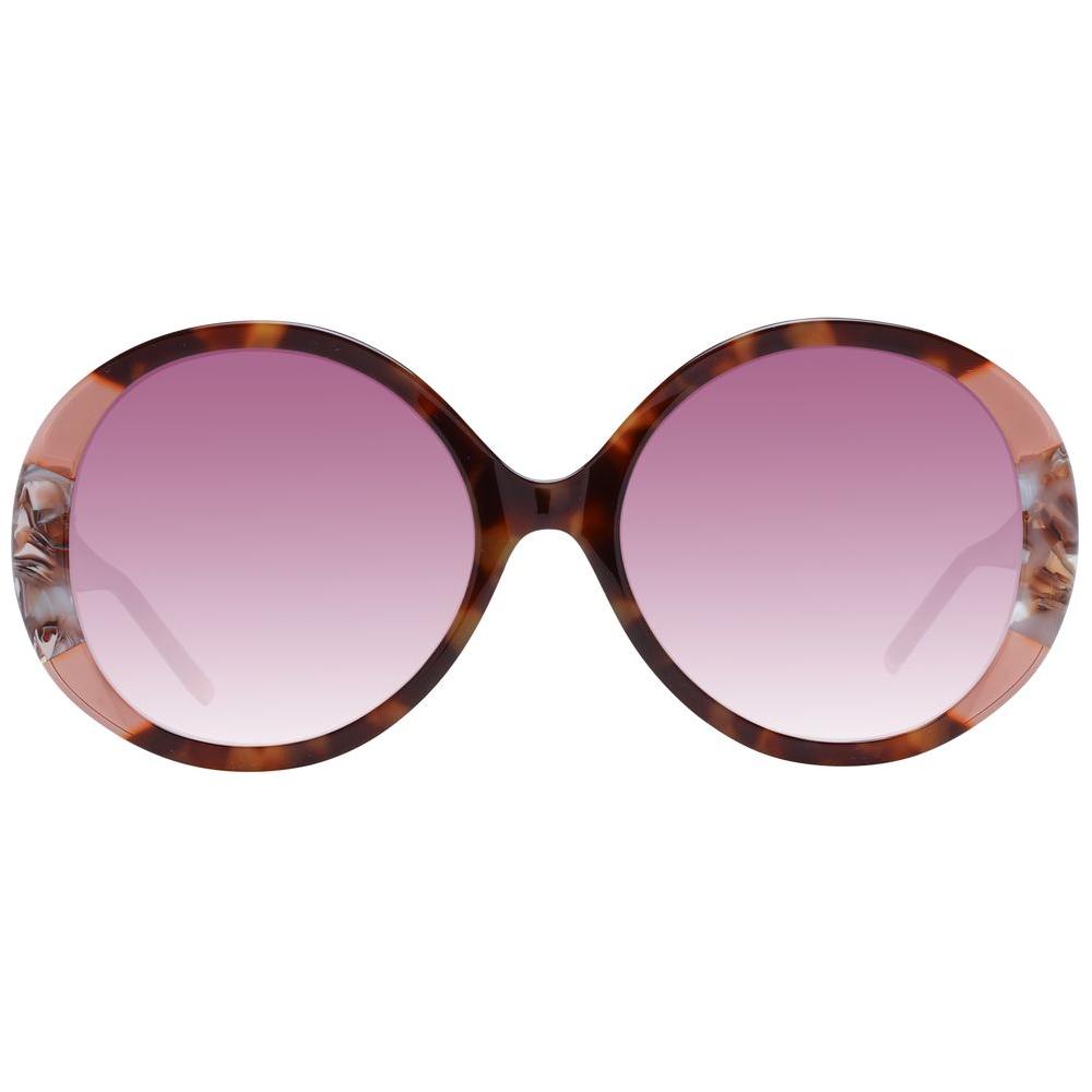 Brown round acetate sunglasses with rose gradient lenses, full-rim style from Scotch & Soda for women. Includes branded case.