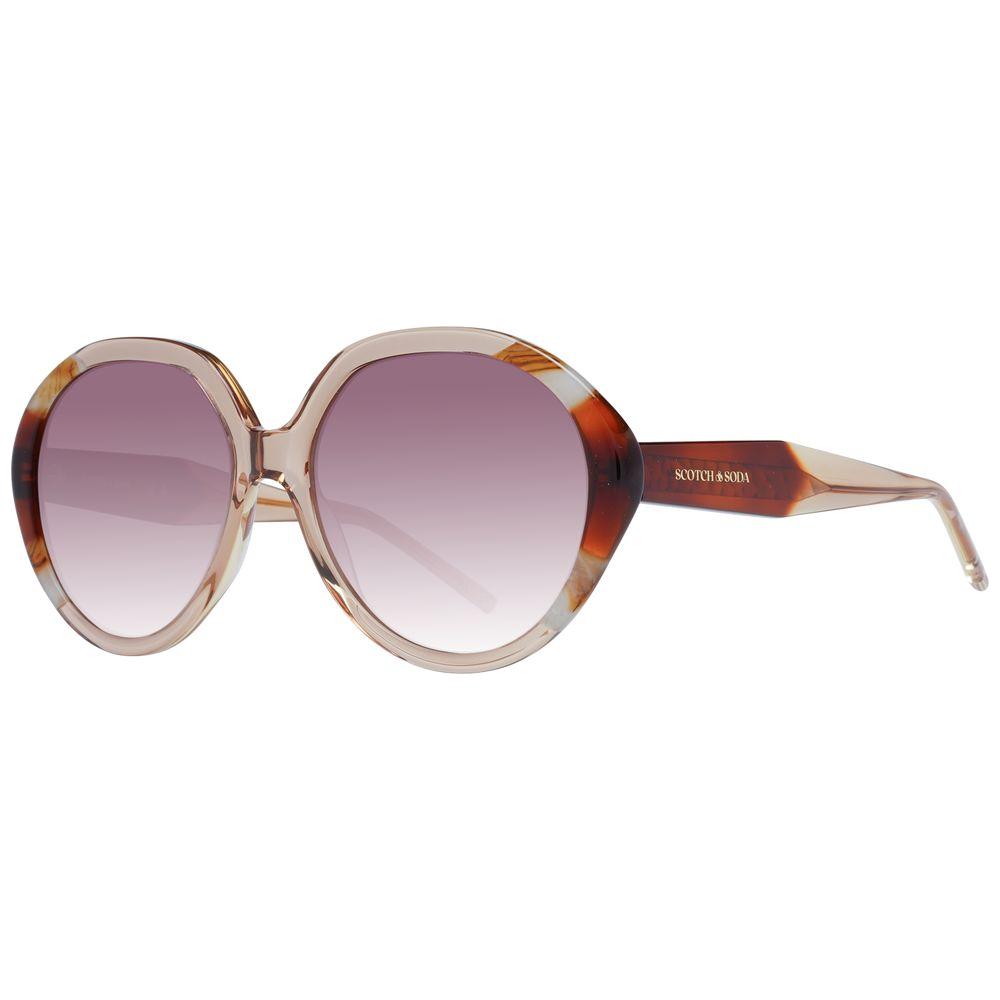 Scotch & Soda brown round women's sunglasses with full-rim acetate frame and gradient lenses, UV protection included.