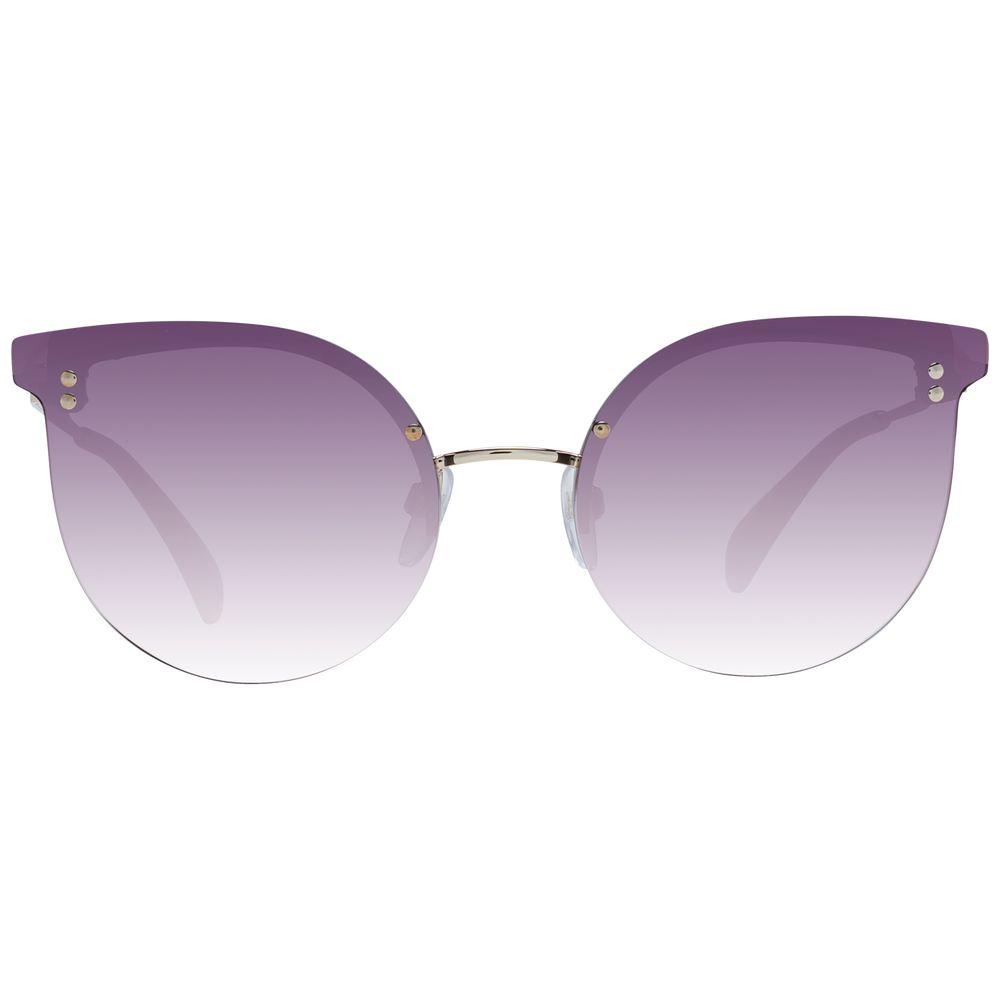 Maje Gold Women Sunglasses with gradient pink lenses, stainless steel half-rim cat eye frame. 100% UVA & UVB protection.