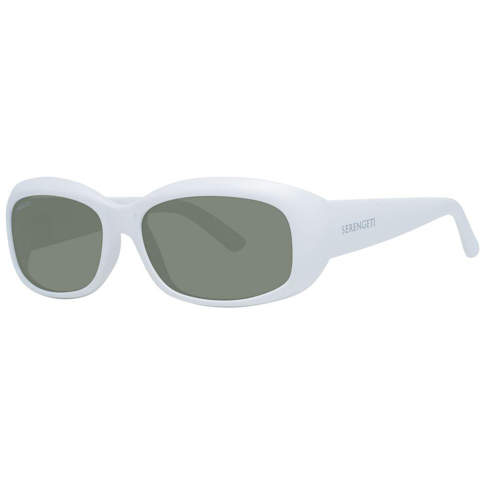 Serengeti White Women's Sunglasses with Polarized Green Lenses, Rectangle Full-Rim Nylon Frame, 100% UV Protection