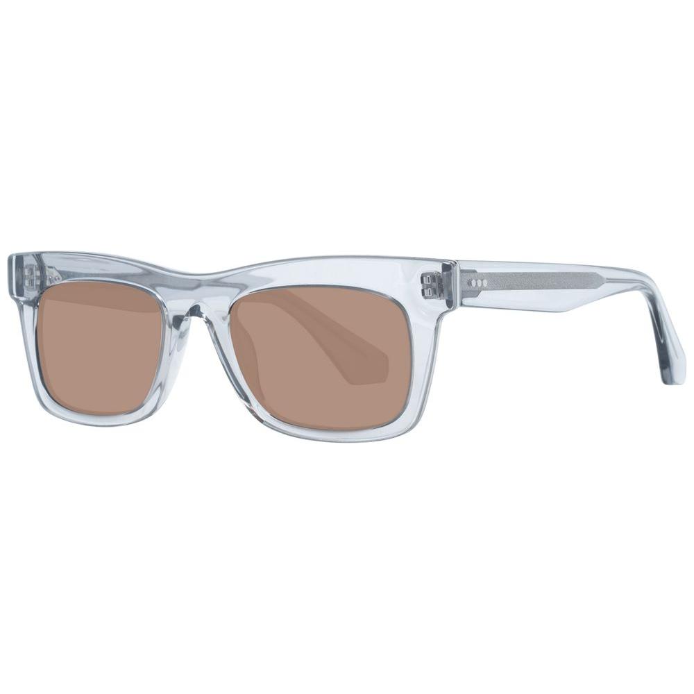 Sandro transparent women's sunglasses with acetate frame and brown plastic lenses, full-rim rectangle style.
