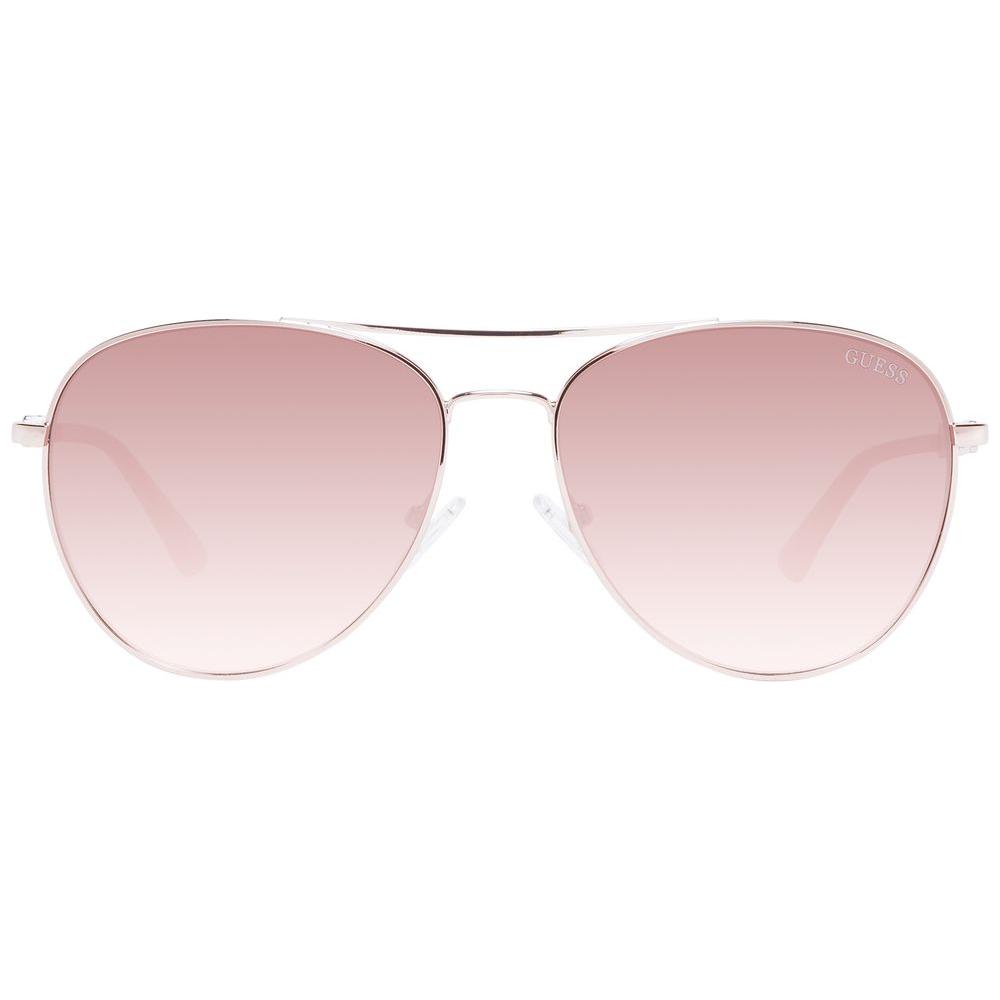 Guess rose gold aviator sunglasses for women with gradient brown lenses, full-rim metal frame, 100% UVA & UVB protection