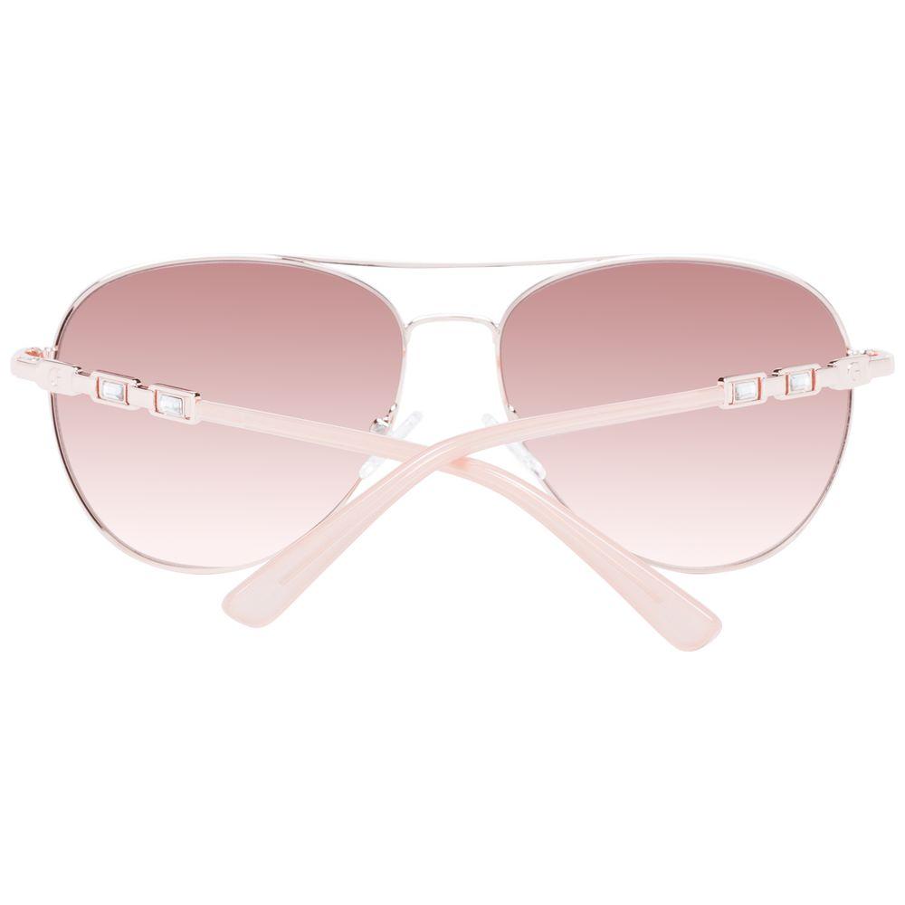 Guess Rose Gold Aviator Sunglasses for Women with Gradient Brown Lenses, Metal Frame, Full-Rim, 100% UVA & UVB Protection.