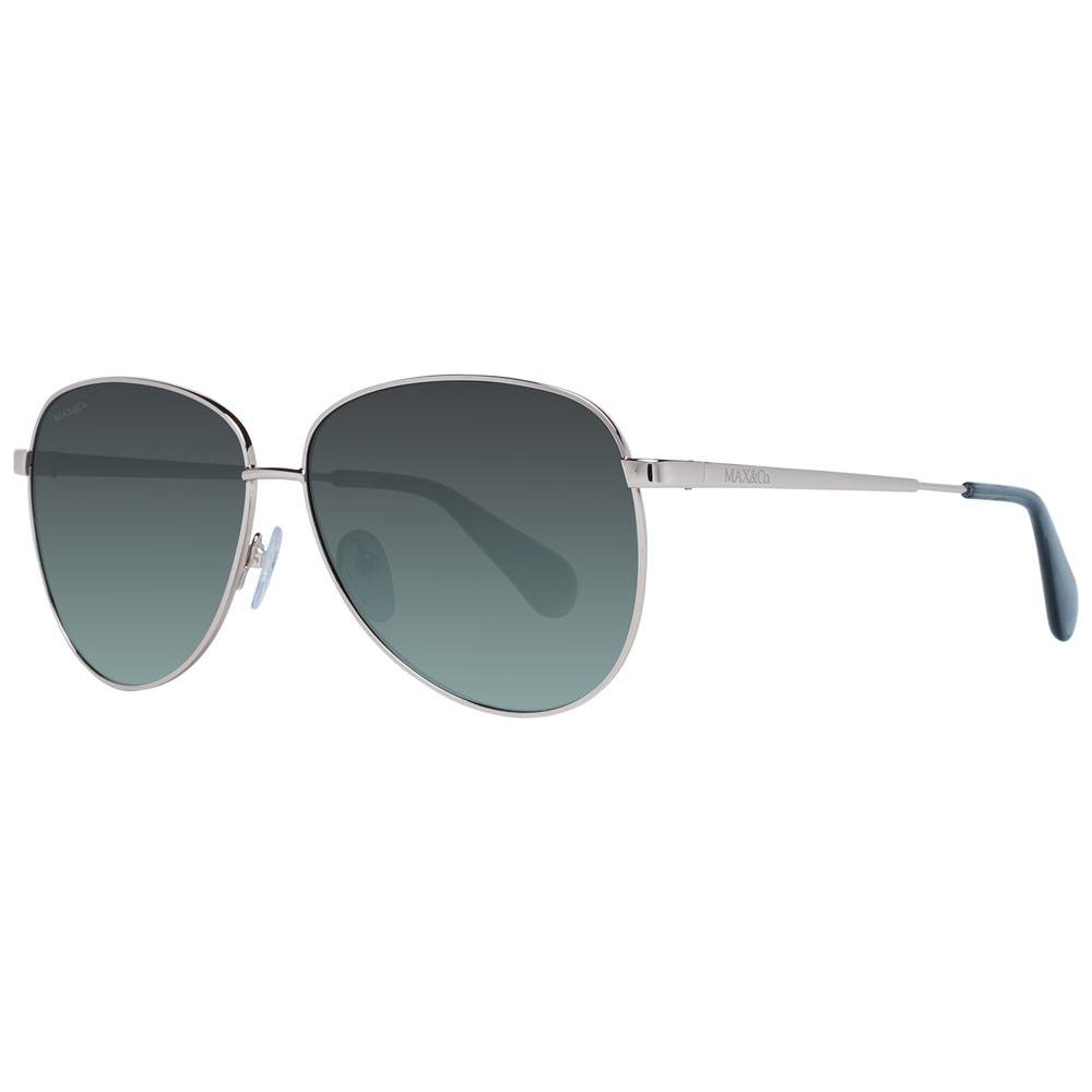 Max & Co rose gold aviator sunglasses with green mirrored gradient lenses