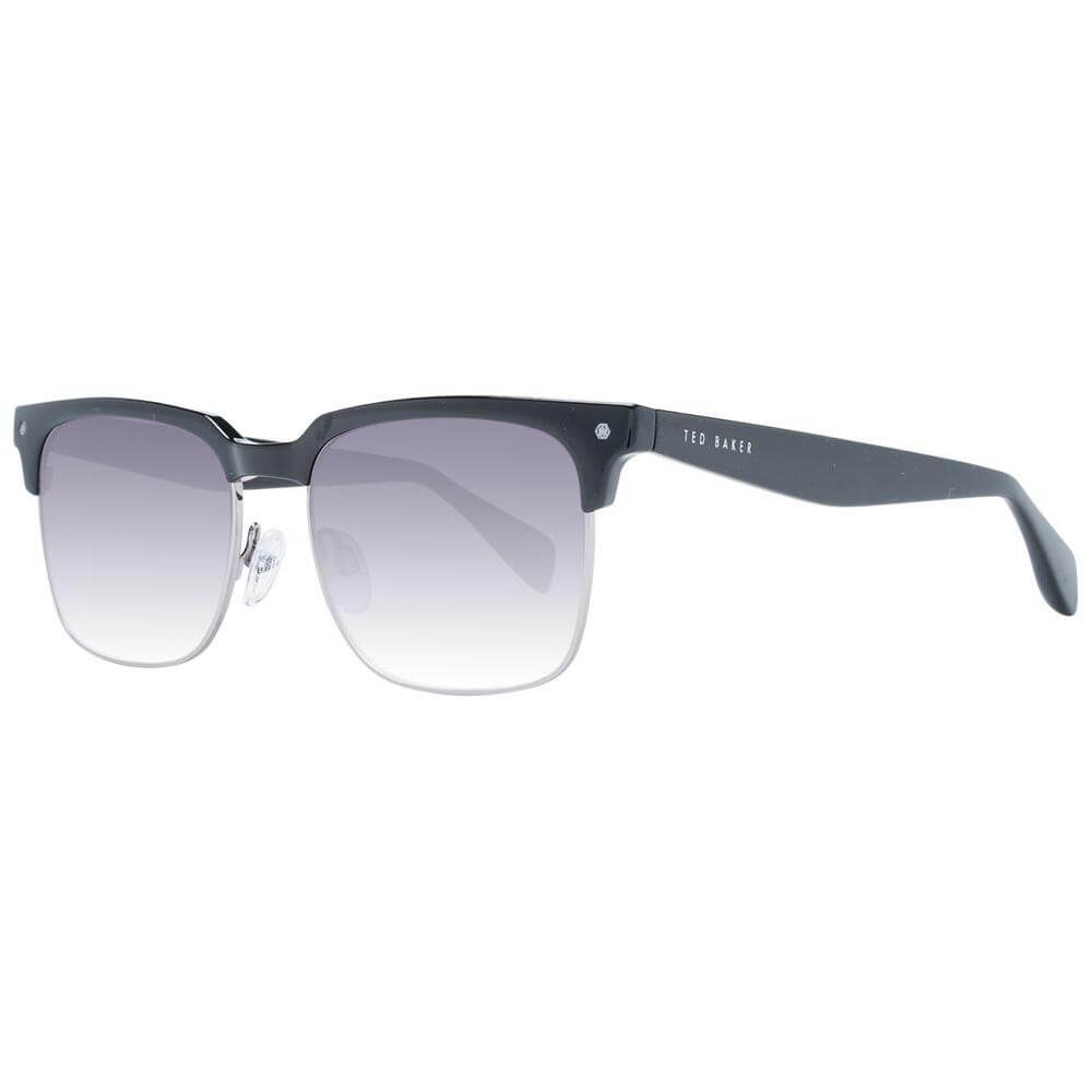 Ted Baker black men's sunglasses with browline style, acetate and metal frame, gradient lenses, full-rim, UV protection, 54-17-145 size.