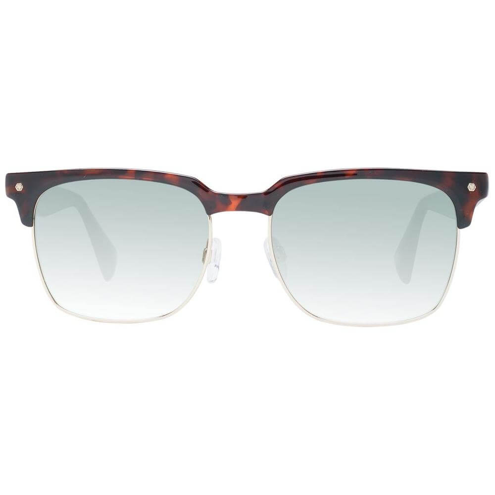 Ted Baker multicolor men's sunglasses with brown acetate & metal browline frame, green gradient lenses, full-rim style, 100% UV protection.